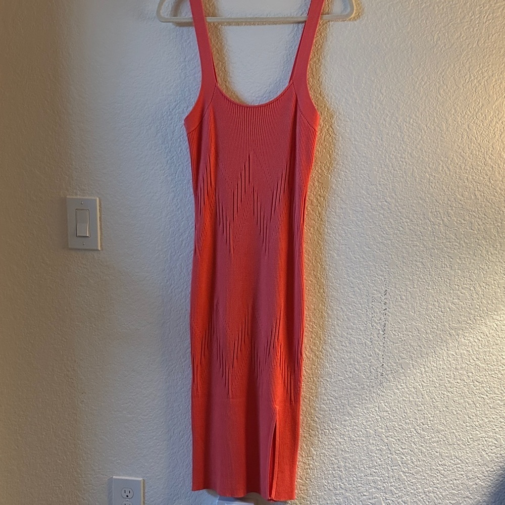 Chic Coral Midi Dress